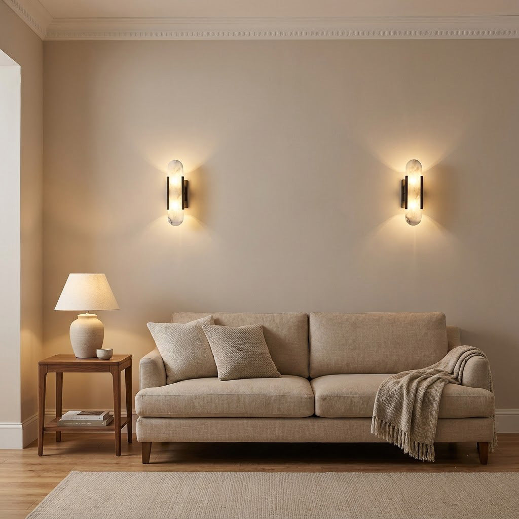 Scandinavian Alabaster Marble Wall Sconce