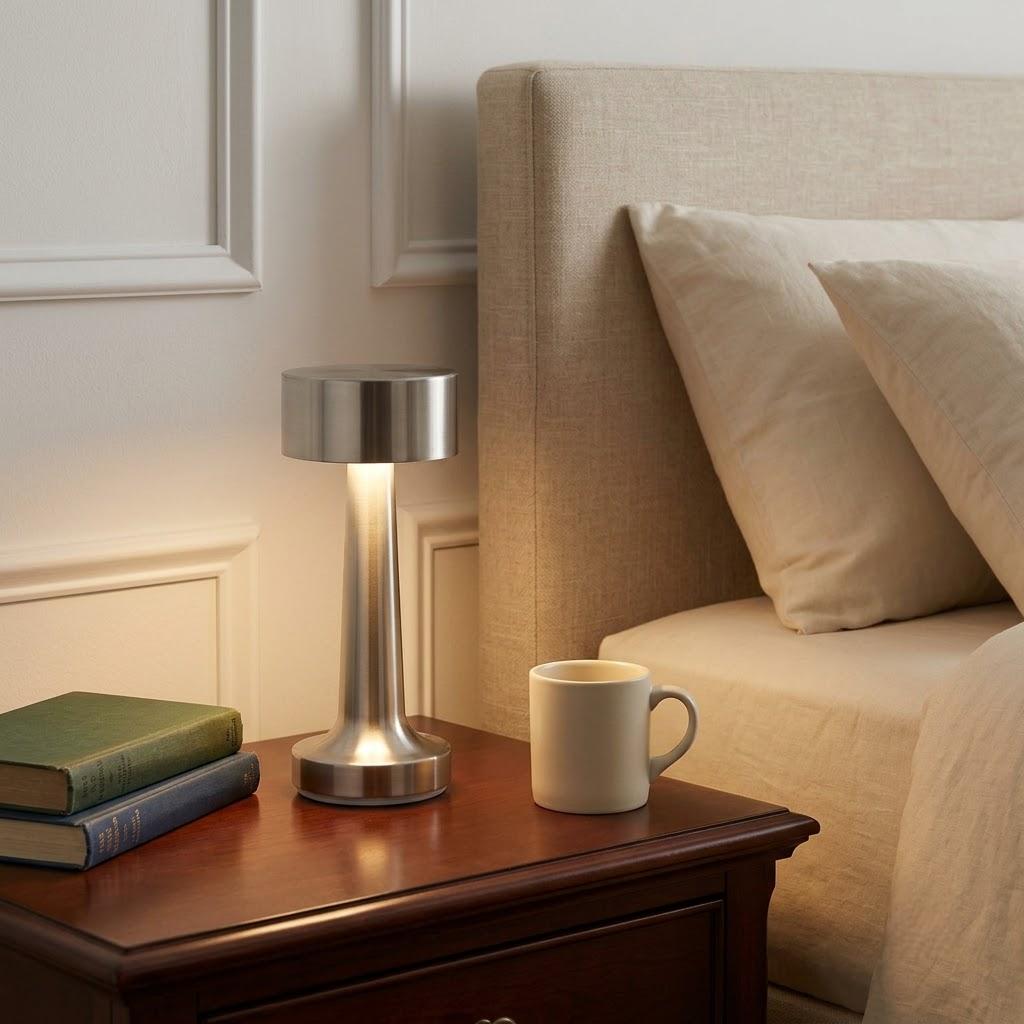Scandinavian Cylindrical Metal Cordless Table Lamp