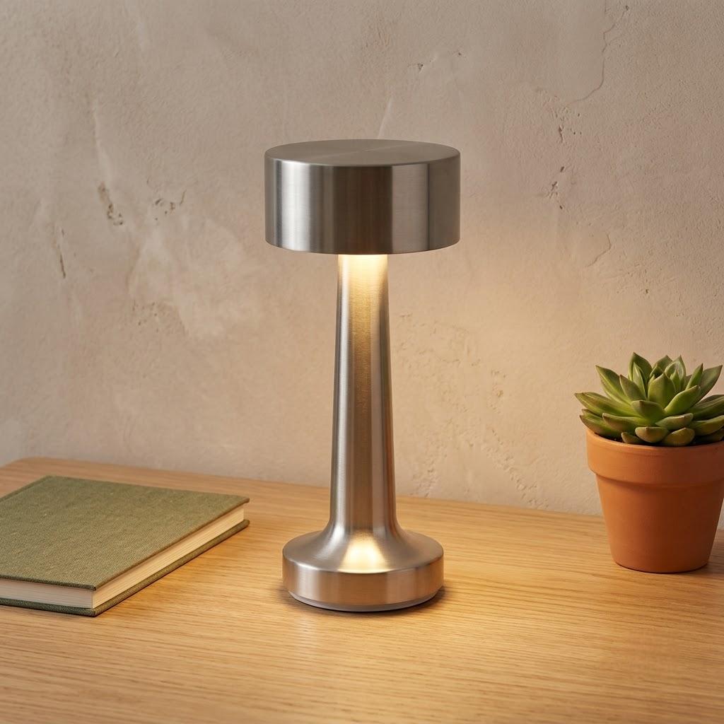Scandinavian Cylindrical Metal Cordless Table Lamp