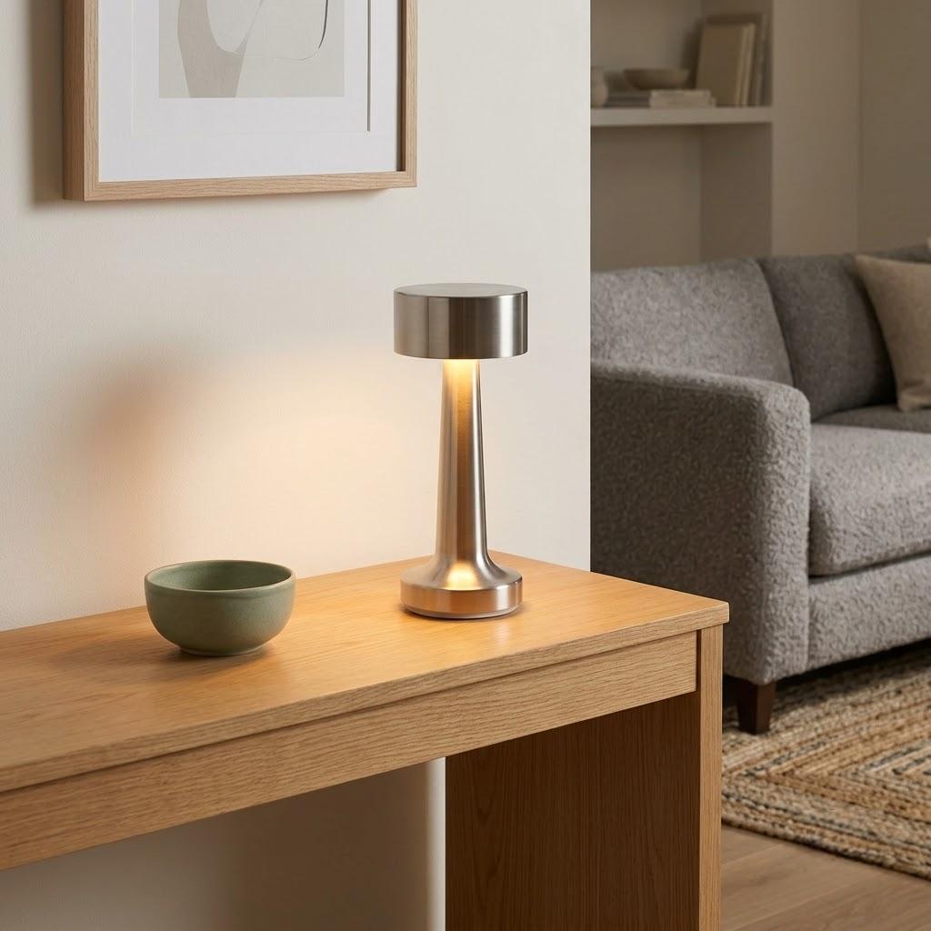 Scandinavian Cylindrical Metal Cordless Table Lamp