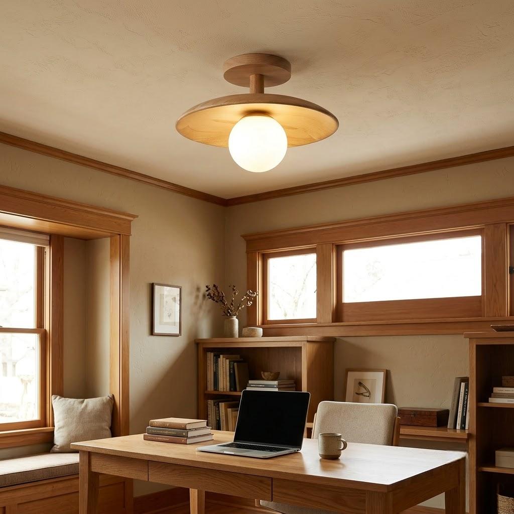 Scandinavian Frosted Glass Dome Semi-Flush Ceiling Light