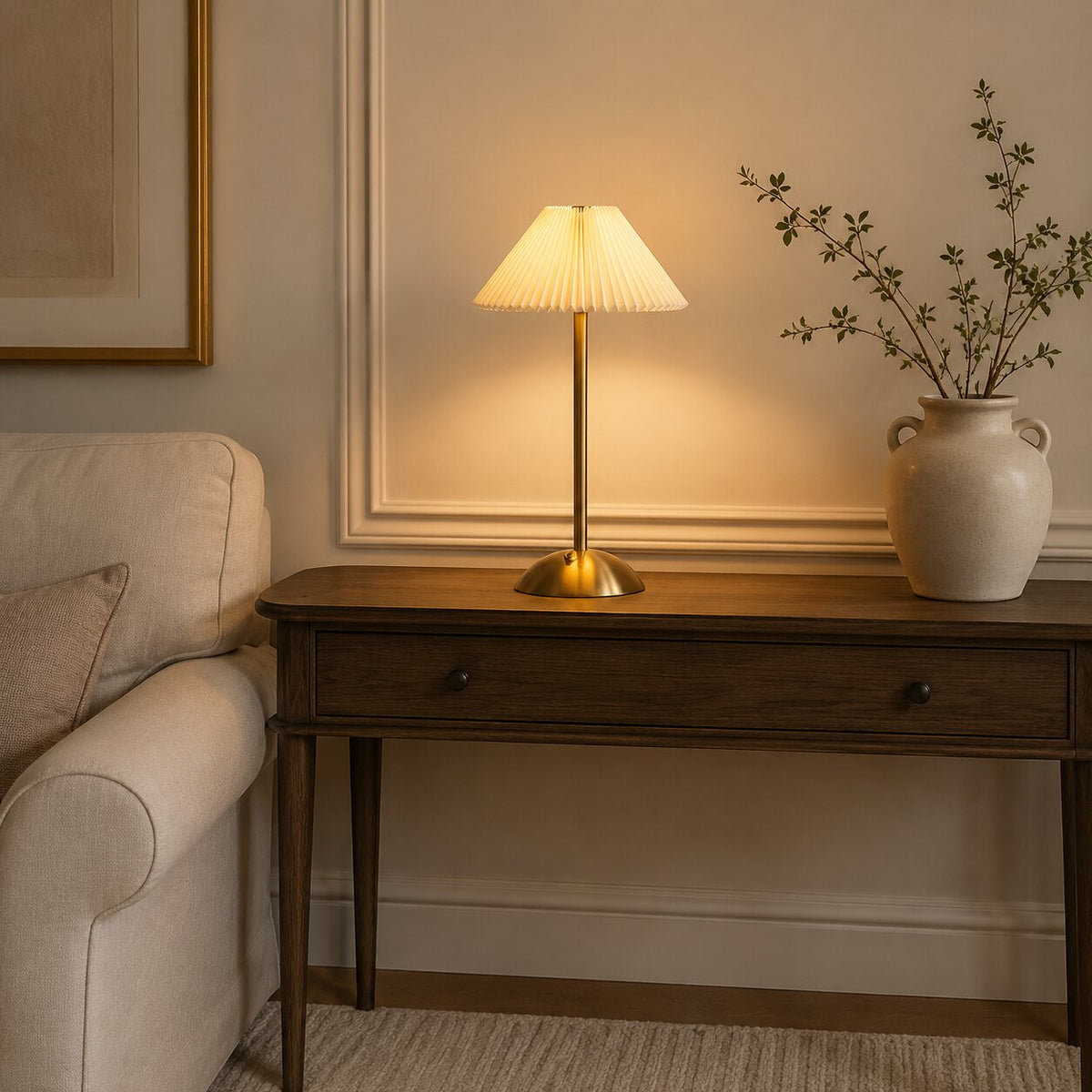 Scandinavian Pleated Fabric Cone Table Lamp