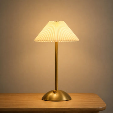 Scandinavian Pleated Fabric Cone Table Lamp