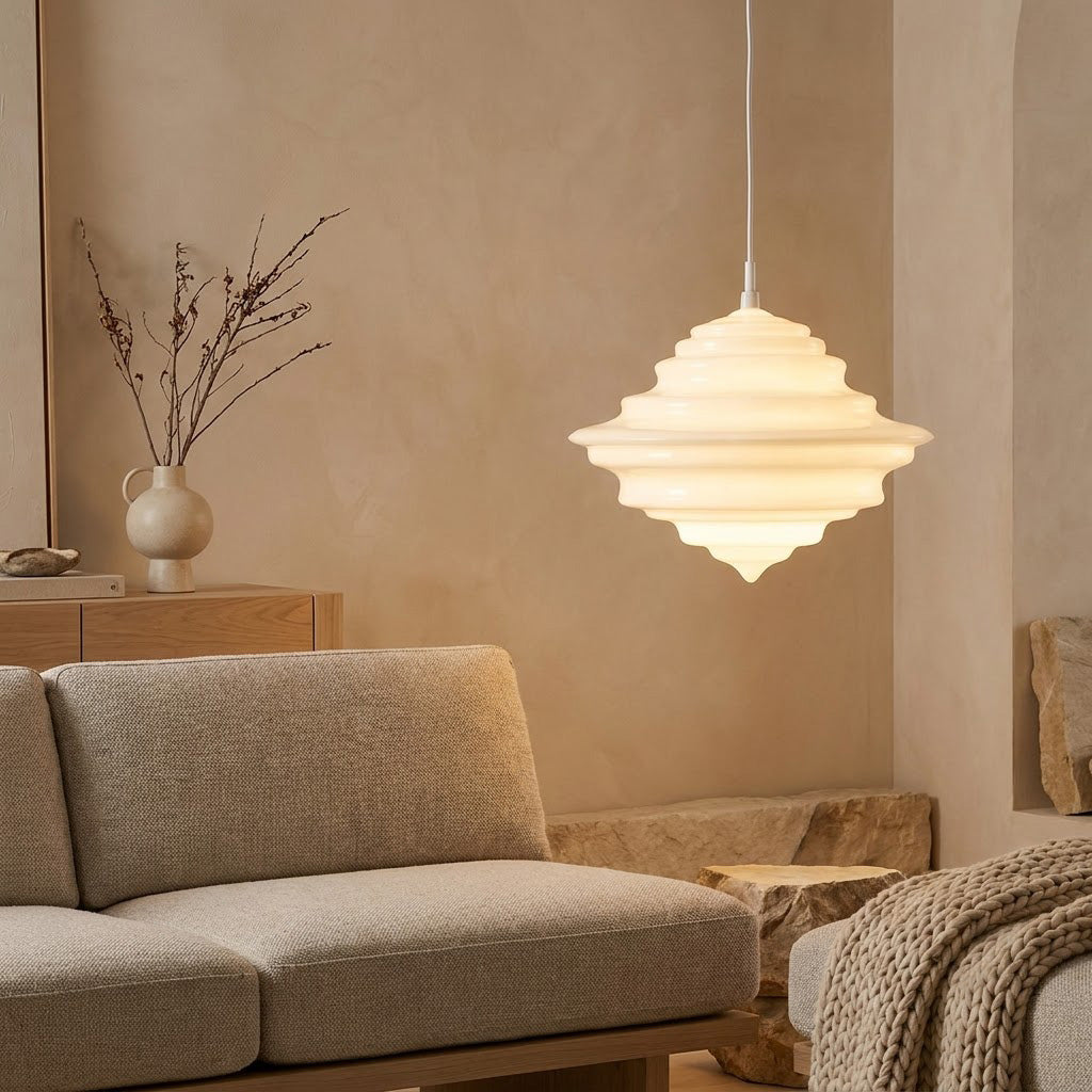 Scandinavian Ribbed Glass Dome 1-Light Pendant