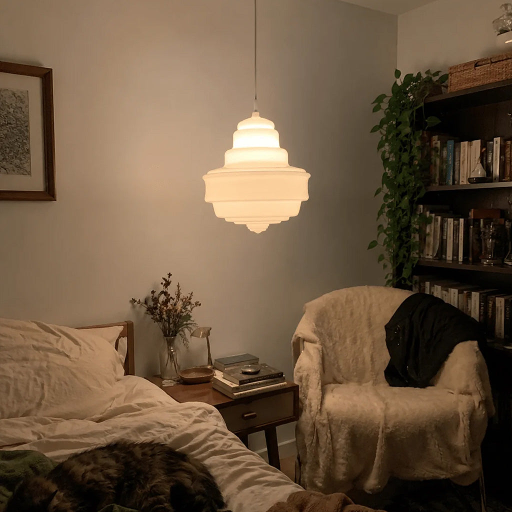 Scandinavian Ribbed Glass Dome 1-Light Pendant