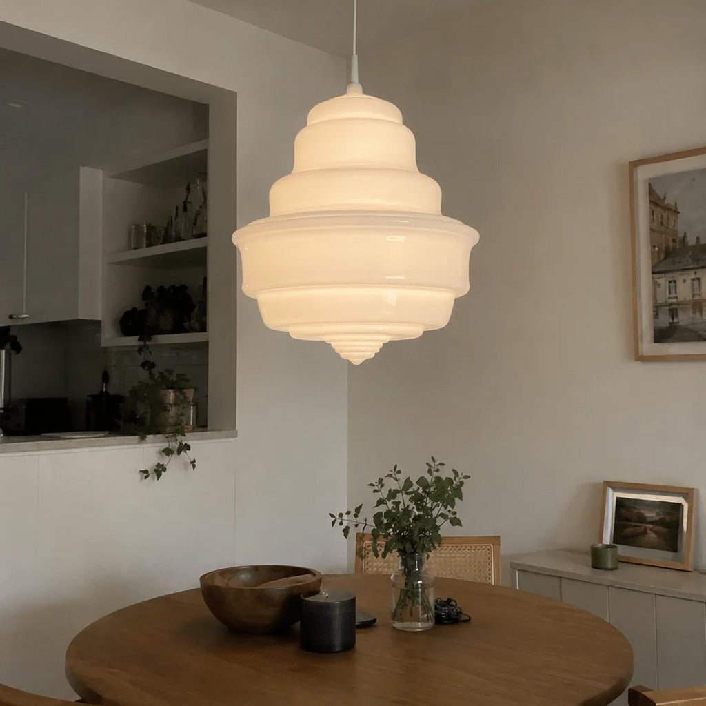 Scandinavian Ribbed Glass Dome 1-Light Pendant