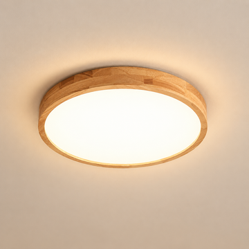 Scandinavian Solid Wood Disc Flush Mount Ceiling Light