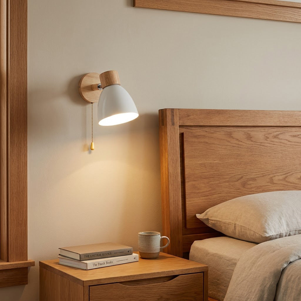 Scandinavian Wooden Cone Wall Sconce