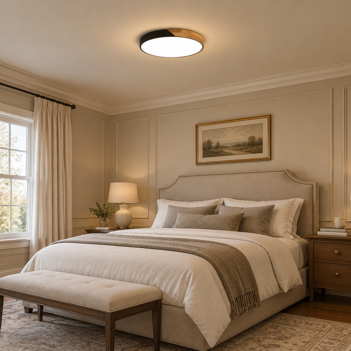Scandinavian Wooden Flush Mount Ceiling Light