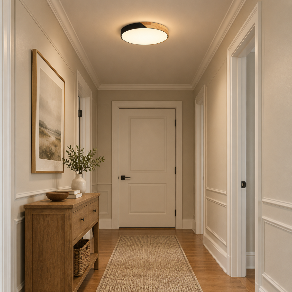 Scandinavian Wooden Flush Mount Ceiling Light