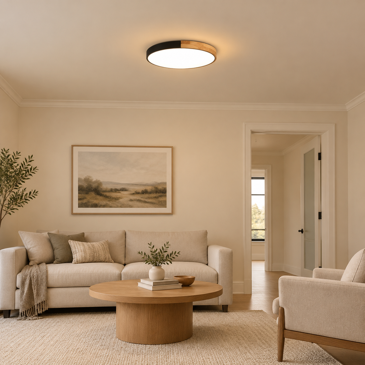 Scandinavian Wooden Flush Mount Ceiling Light