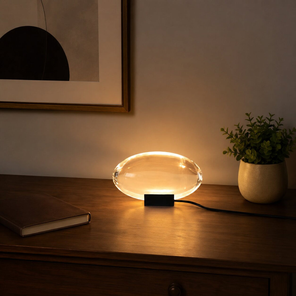 Solid Cut Crystal Table Lamp