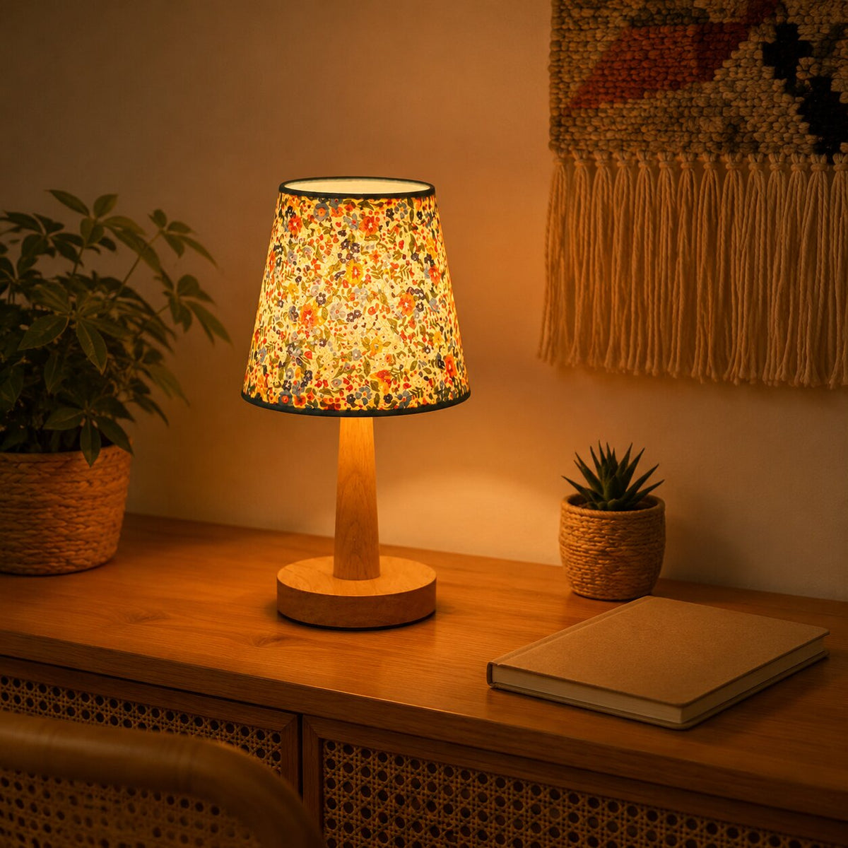 Solid Wood Fabric Shade Table Lamp