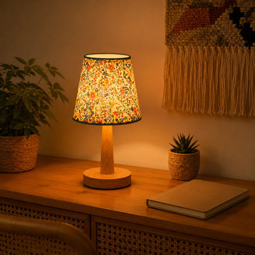 Solid Wood Fabric Shade Table Lamp