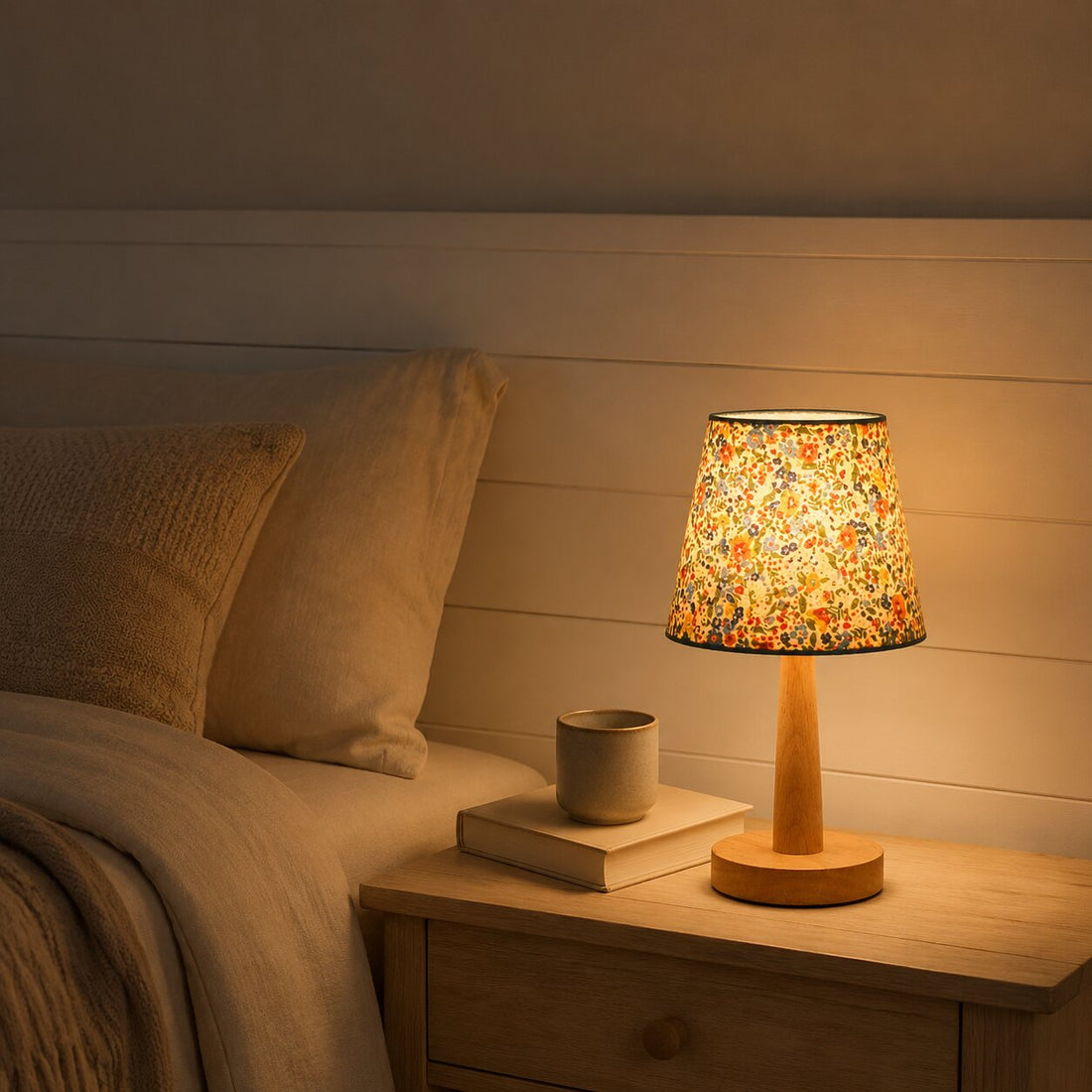 Solid Wood Fabric Shade Table Lamp