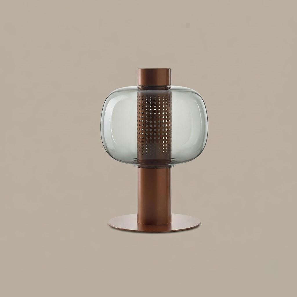 Japandi Cylindrical Metal Globe Glass Table Lamp