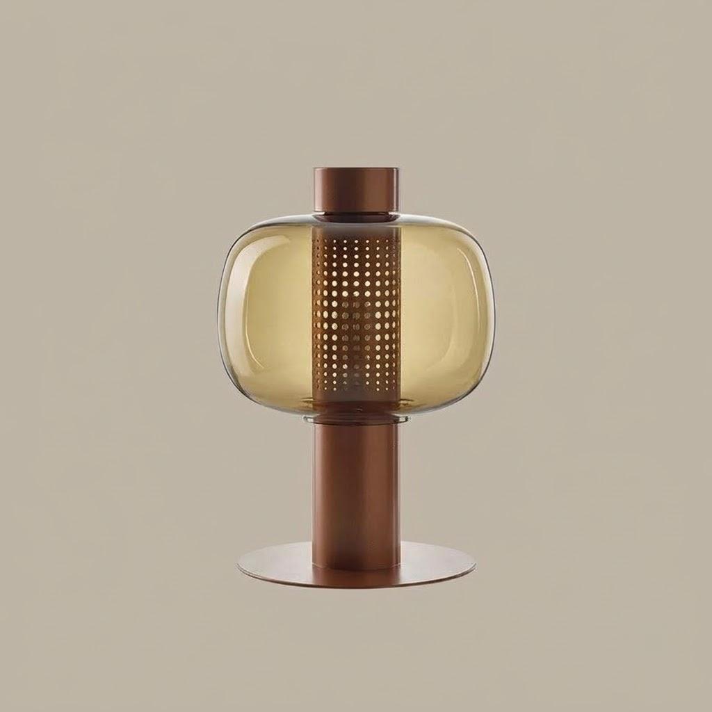 Japandi Cylindrical Metal Globe Glass Table Lamp