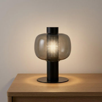 Japandi Cylindrical Metal Globe Glass Table Lamp