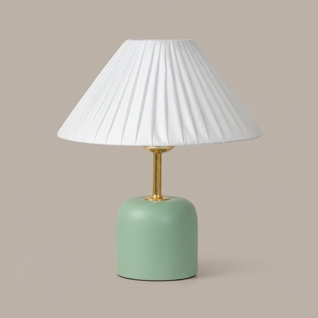 Japandi Bulbous Ceramic Drum Shade Table Lamp