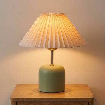 Japandi Bulbous Ceramic Drum Shade Table Lamp