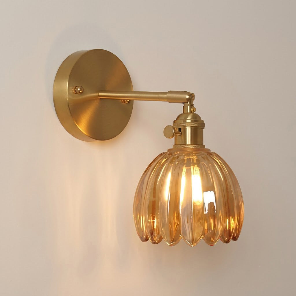 Vintage Frosted Tulip Glass Wall Sconce