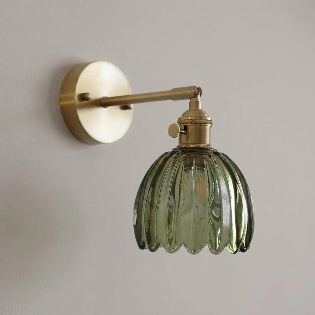 Vintage Frosted Tulip Glass Wall Sconce