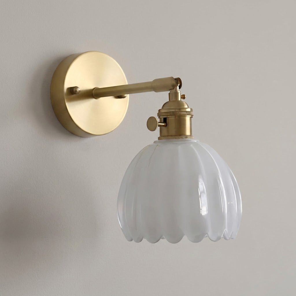 Vintage Frosted Tulip Glass Wall Sconce