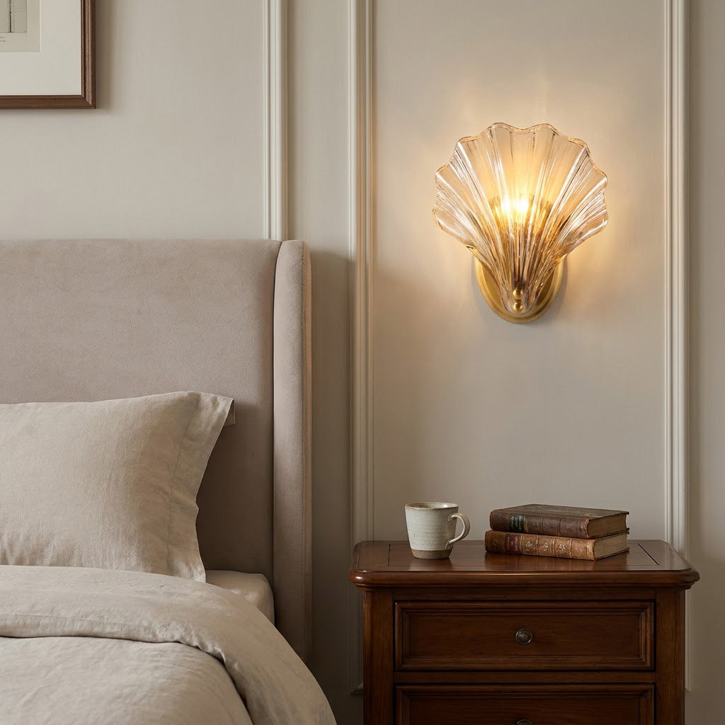 Vintage Glass Shell Wall Sconce