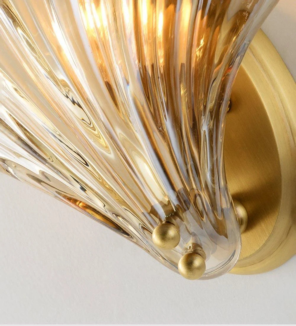 Vintage Glass Shell Wall Sconce
