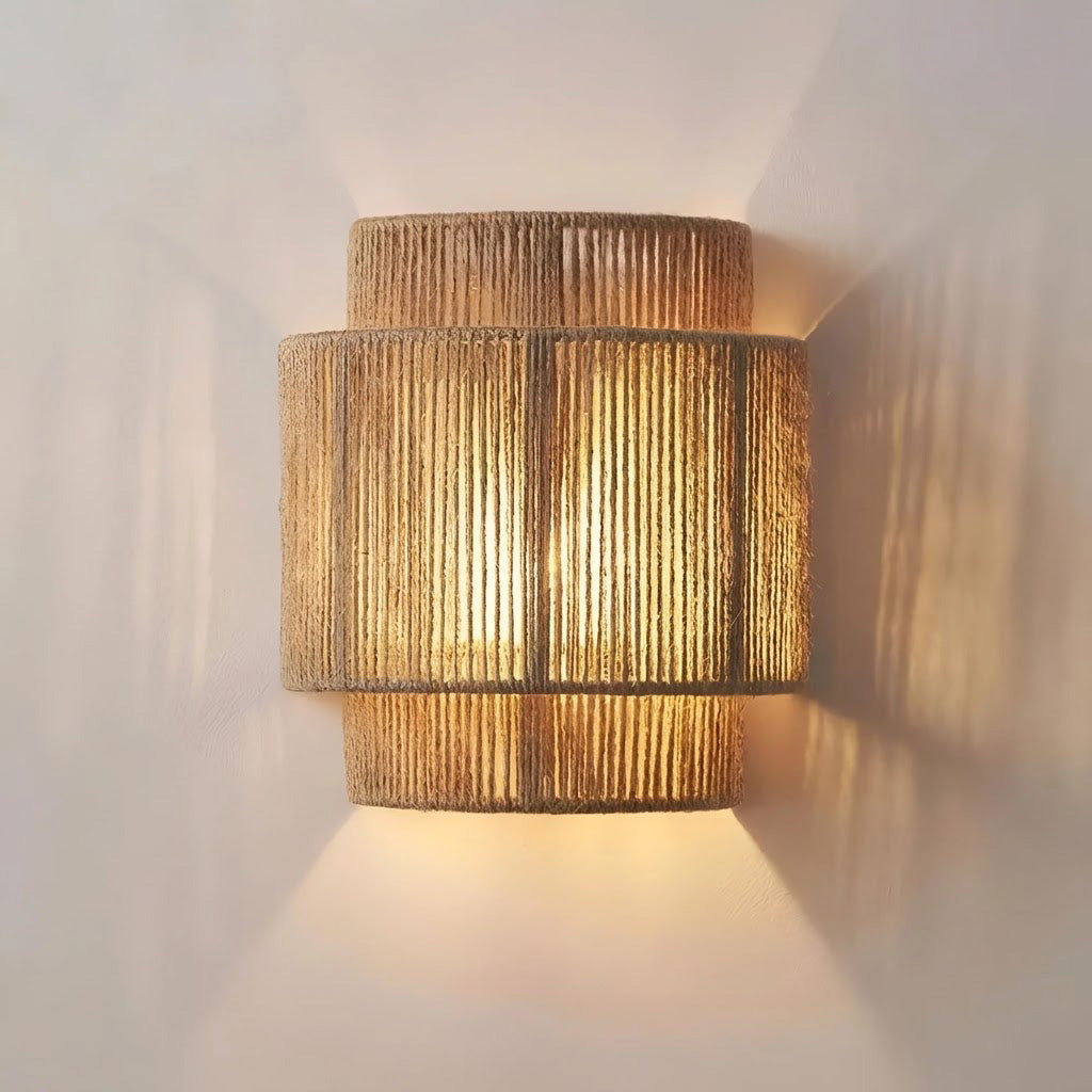 Vintage Hand-Woven Hemp Rope Wall Sconce
