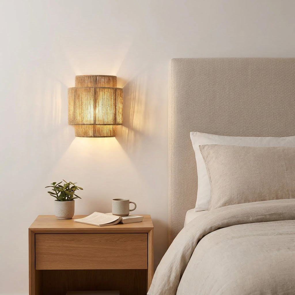 Vintage Hand-Woven Hemp Rope Wall Sconce
