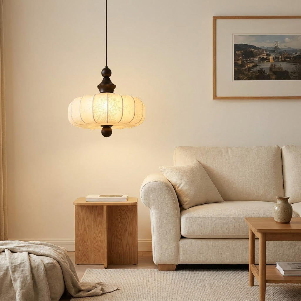 Vintage Pleated Fabric Dome Pendant Light