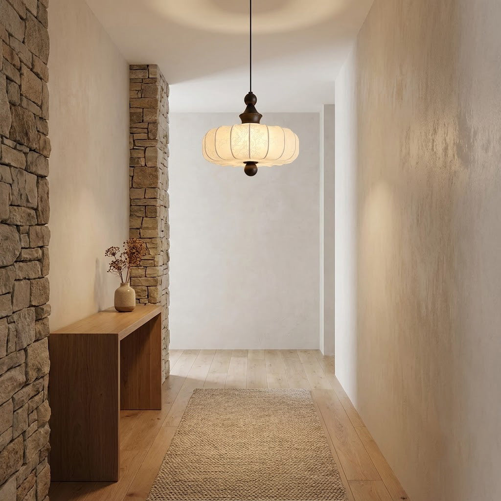 Vintage Pleated Fabric Dome Pendant Light