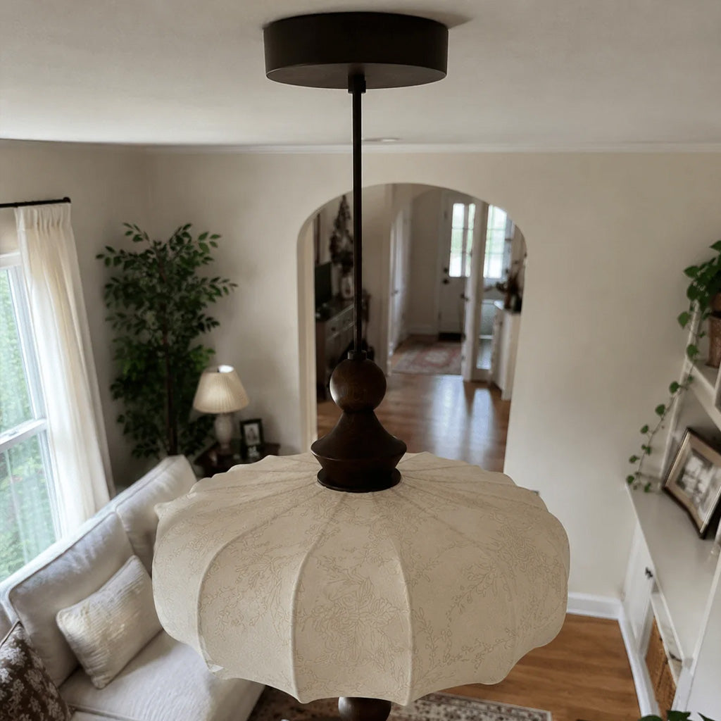 Vintage Pleated Fabric Dome Pendant Light