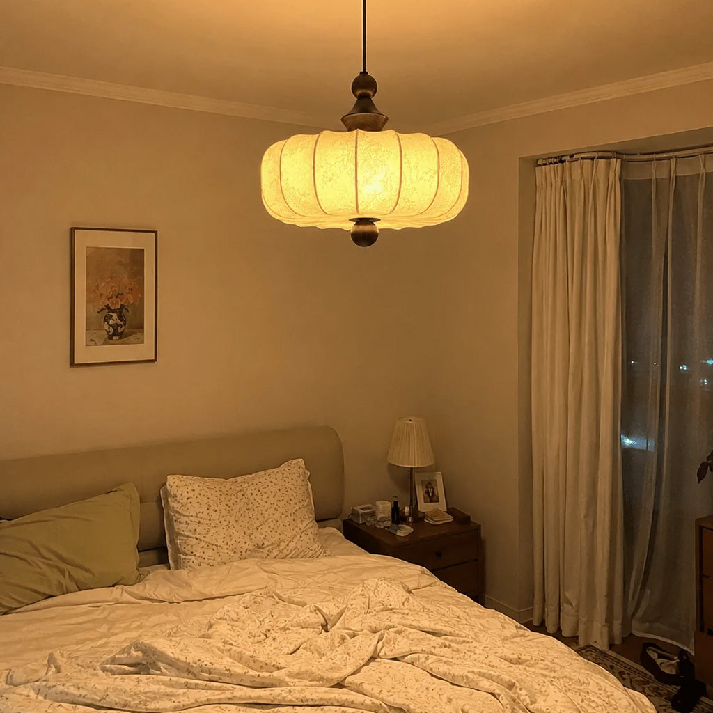 Vintage Pleated Fabric Dome Pendant Light