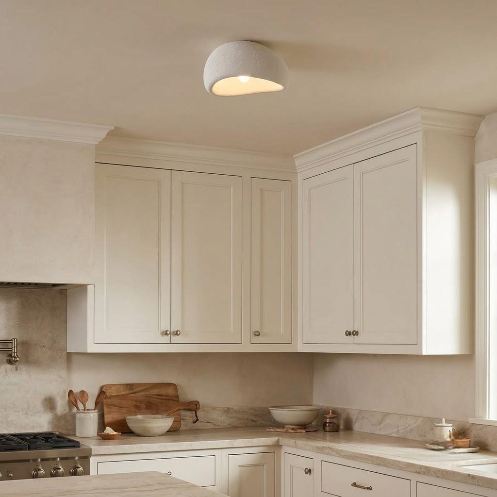 Wabi-Sabi Stone Dome Flush Mount Ceiling Light