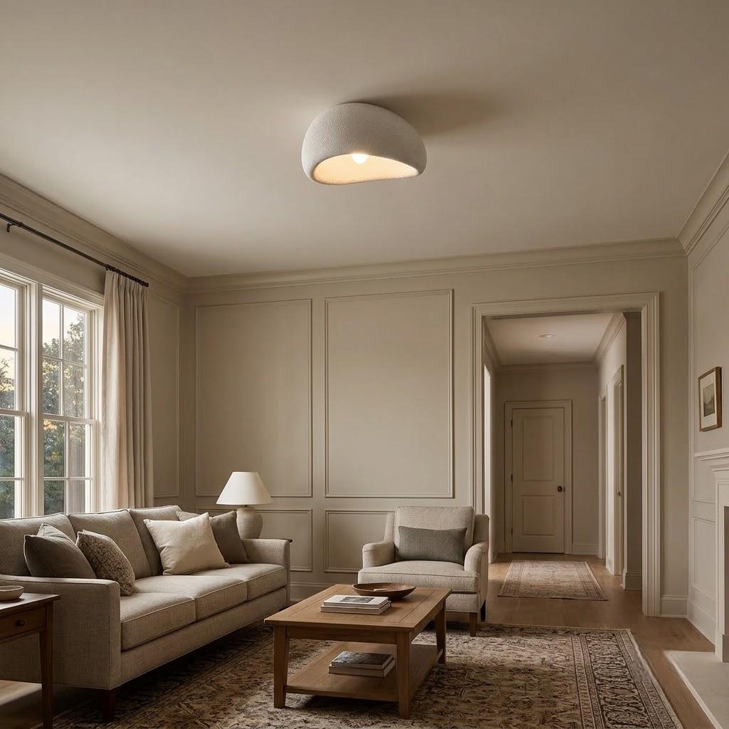 Wabi-Sabi Stone Dome Flush Mount Ceiling Light