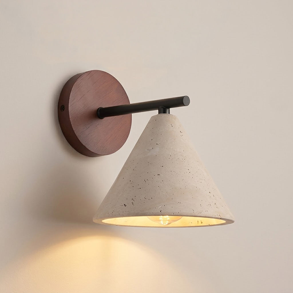 Wabi-Sabi Travertine Resin Cone Wall Sconce