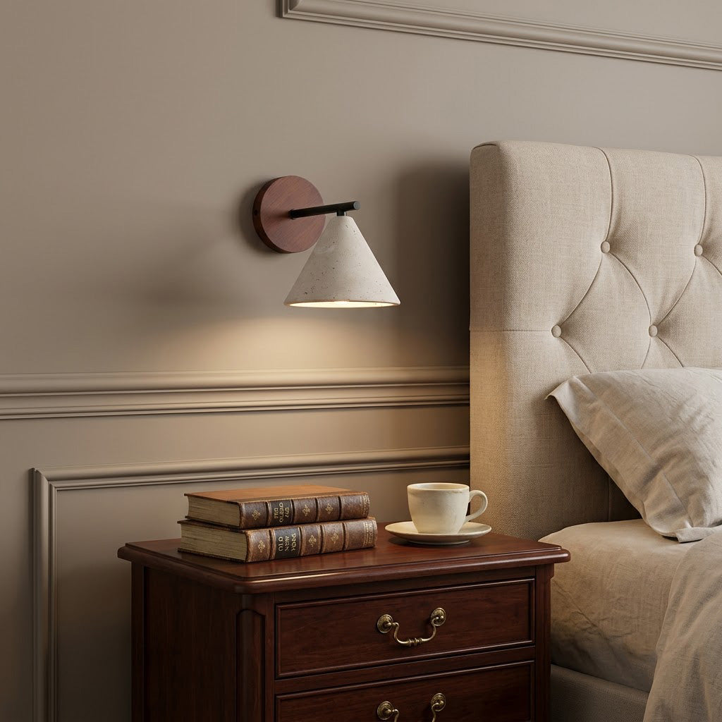 Wabi-Sabi Travertine Resin Cone Wall Sconce