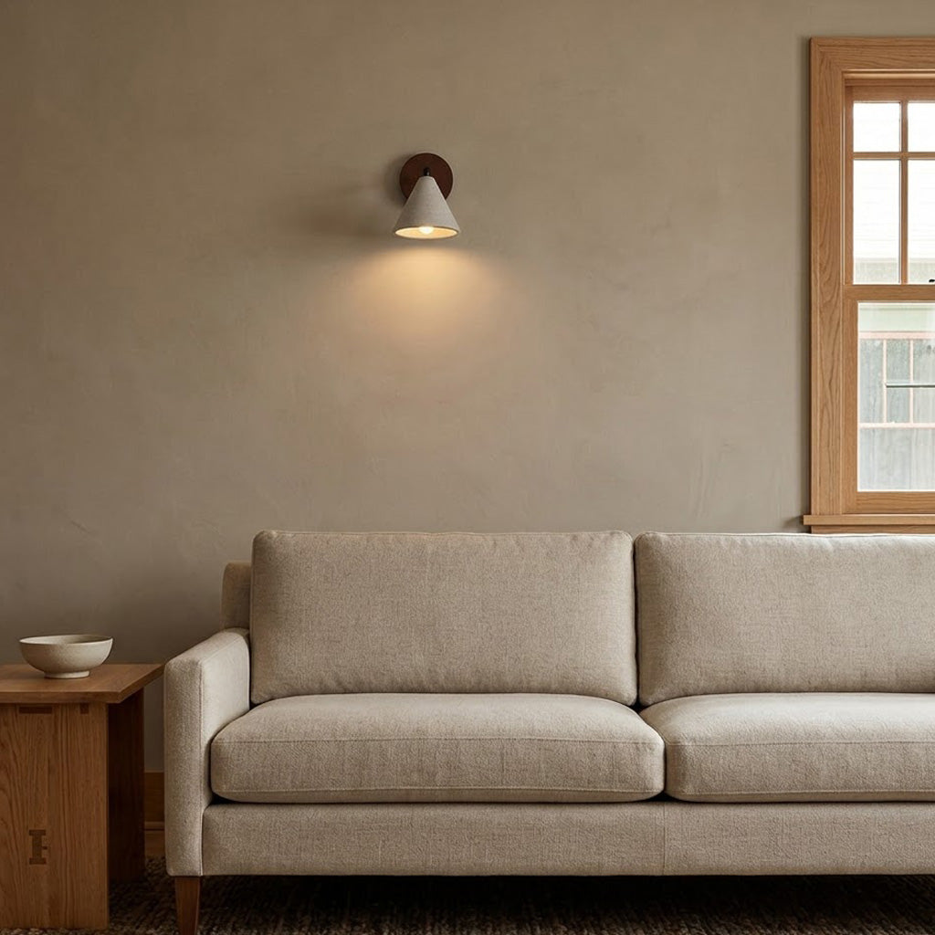 Wabi-Sabi Travertine Resin Cone Wall Sconce
