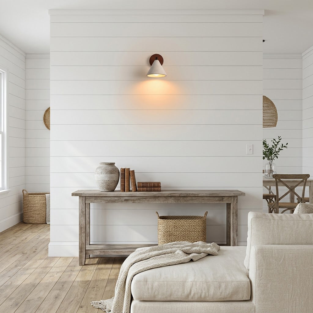 Wabi-Sabi Travertine Resin Cone Wall Sconce