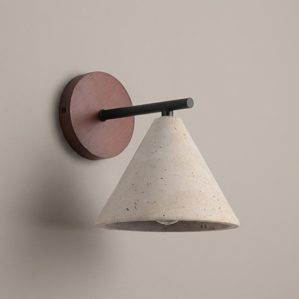 Wabi-Sabi Travertine Resin Cone Wall Sconce