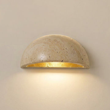 Wabi-Sabi Travertine Semicircular Wall Sconce