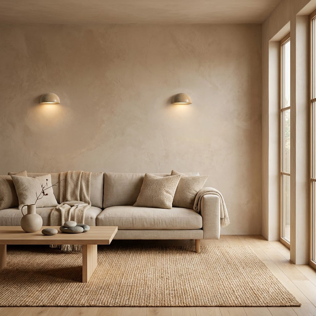 Wabi-Sabi Travertine Semicircular Wall Sconce