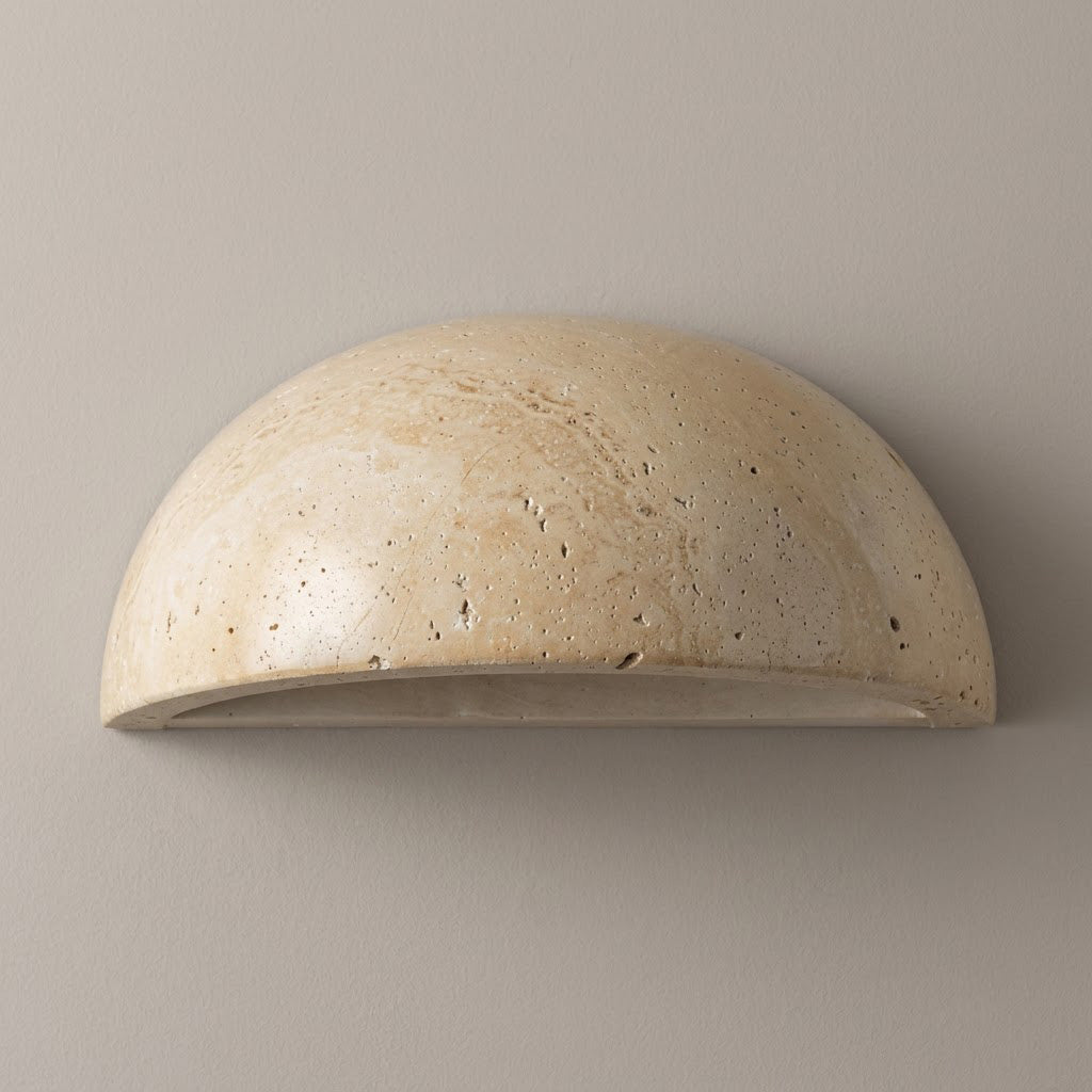 Wabi-Sabi Travertine Semicircular Wall Sconce