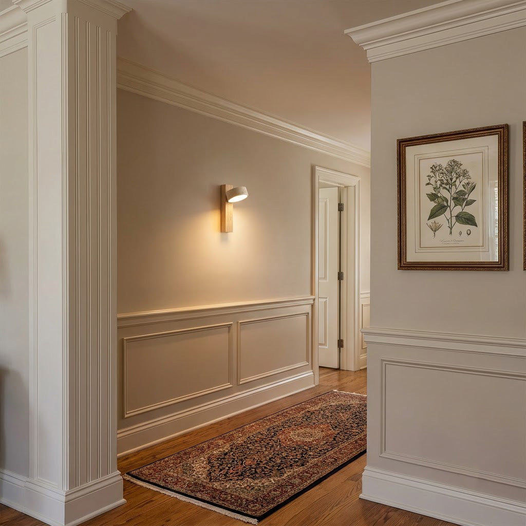 Wabi-Sabi Travertine Wood Wall Sconce
