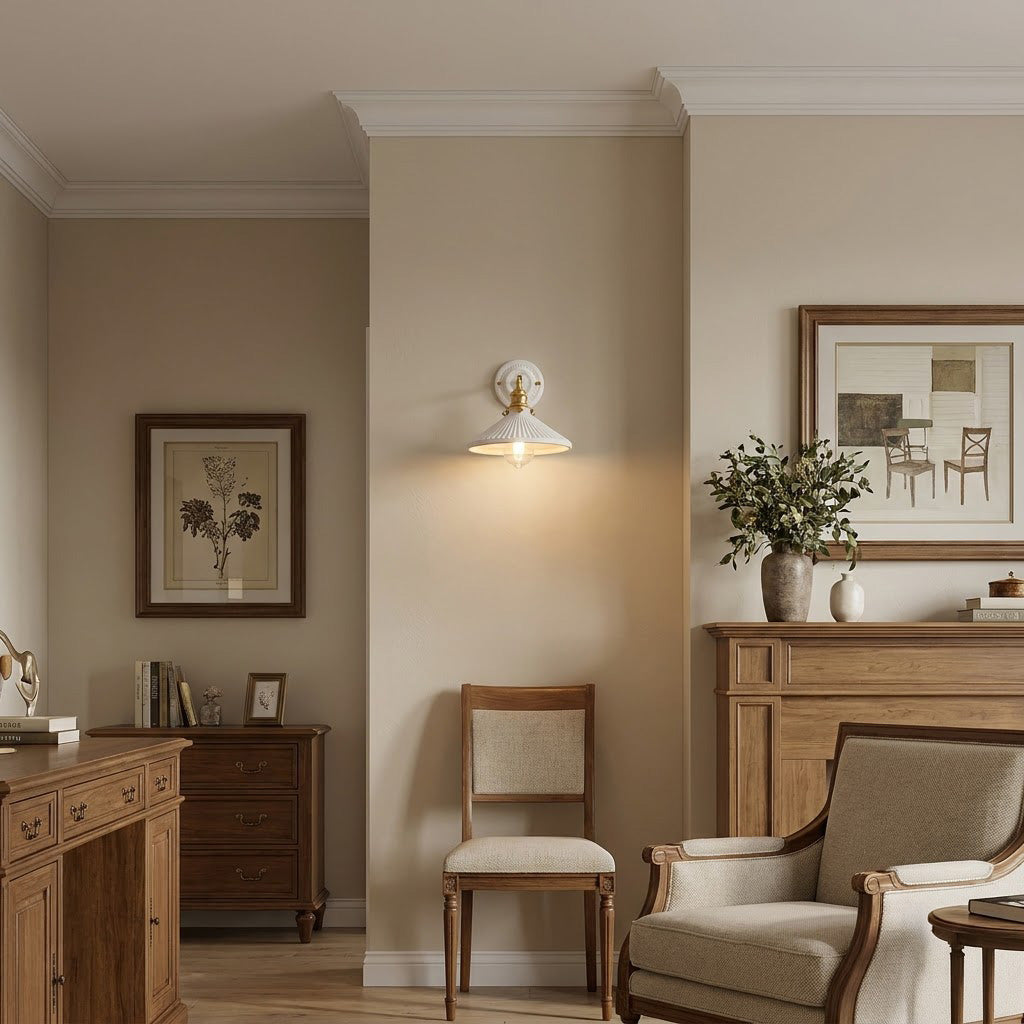 Japandi Ceramic Brass Wall Sconce