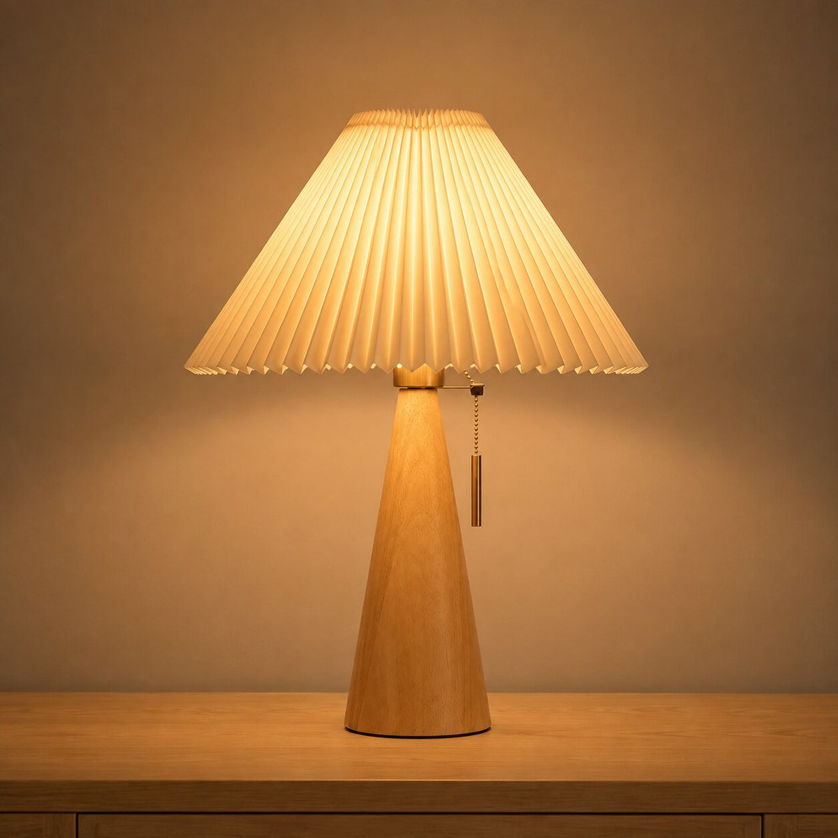 Walnut Pleated Shade Table Lamp