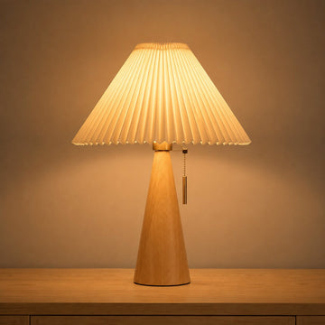 Walnut Pleated Shade Table Lamp
