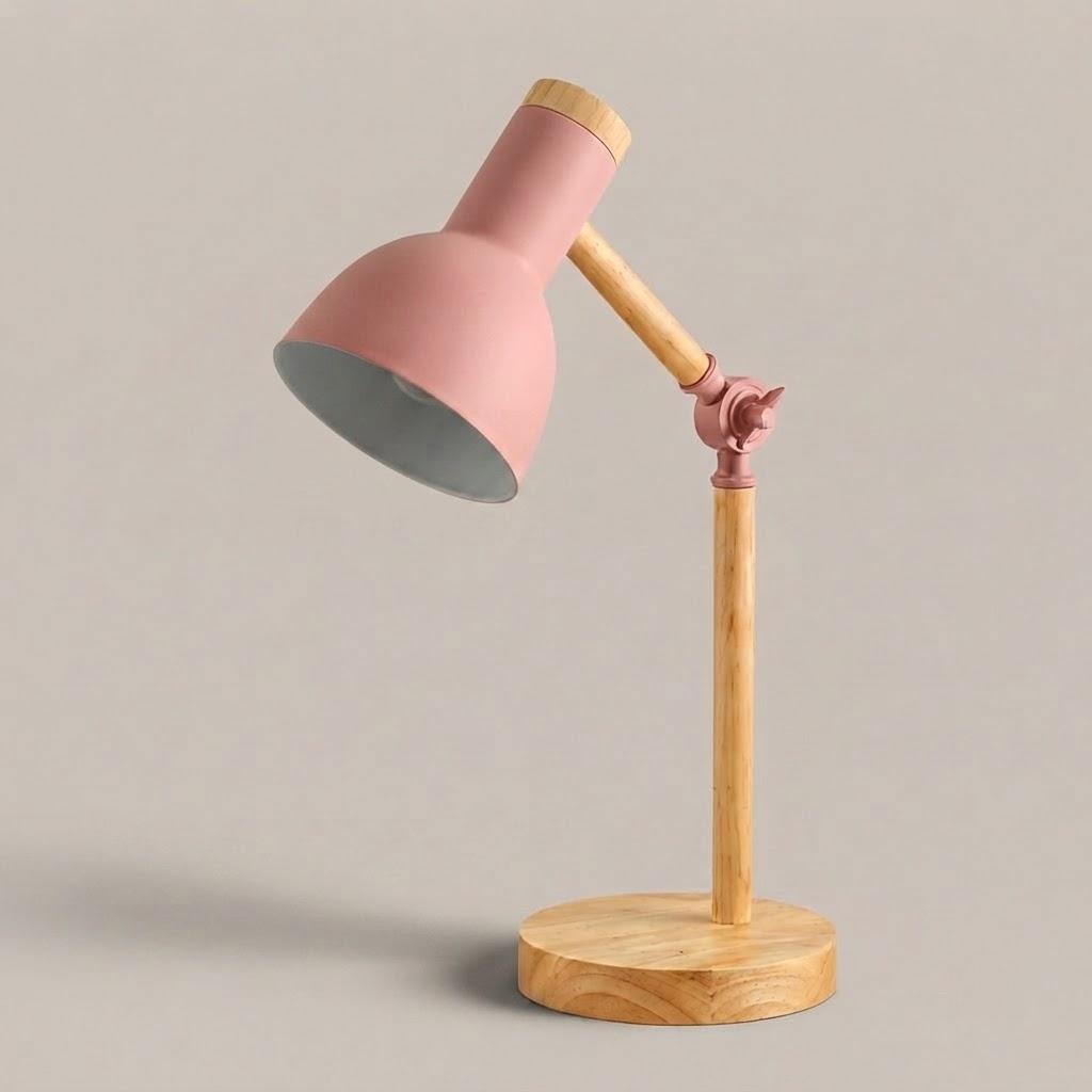 Wood and Metal Adjustable Table Lamp